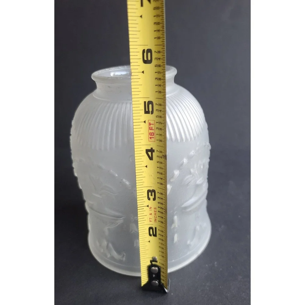 Antique Frosted Victorian Milk Glass Hurricane Lamp Shade Embossed Urn Garland‎
